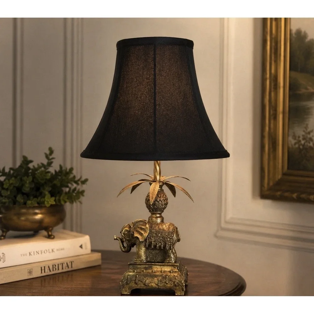 Vintage Gilded Elephant Table Lamp (Base Only) Indian Hollywood Regency Boho 14